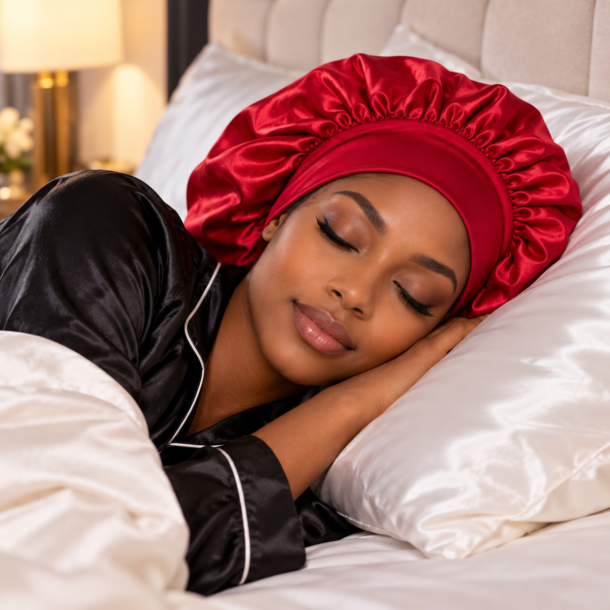 Bonnet de Nuit en Satin – Protection des Cheveux