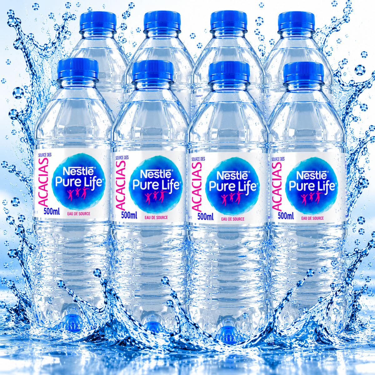 Eau de source Nestlé Pure Life 500 ml – Lot de 8 bouteilles
