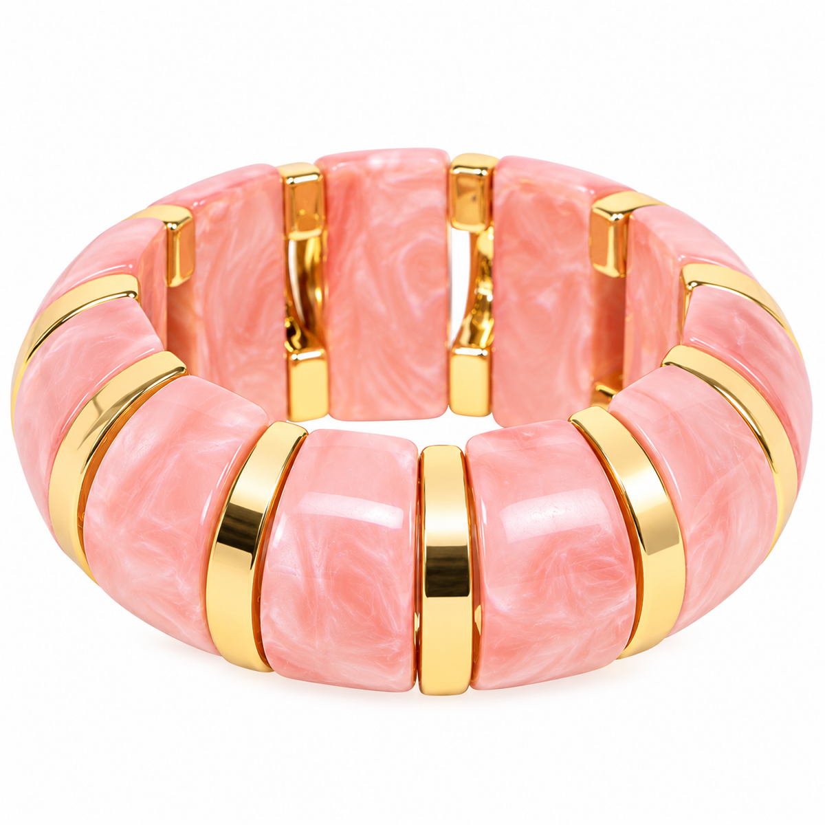 Bracelet manchette épais effet marbré – Finitions dorées