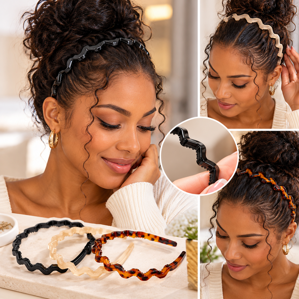 Serre-têtes ondulés – Lot de 3 pièces
