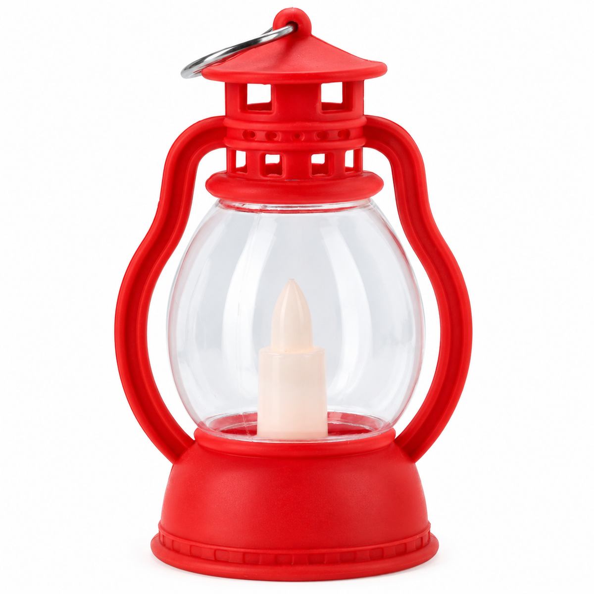 Lanterne de Noël rouge avec fausse bougie – Décoration festive