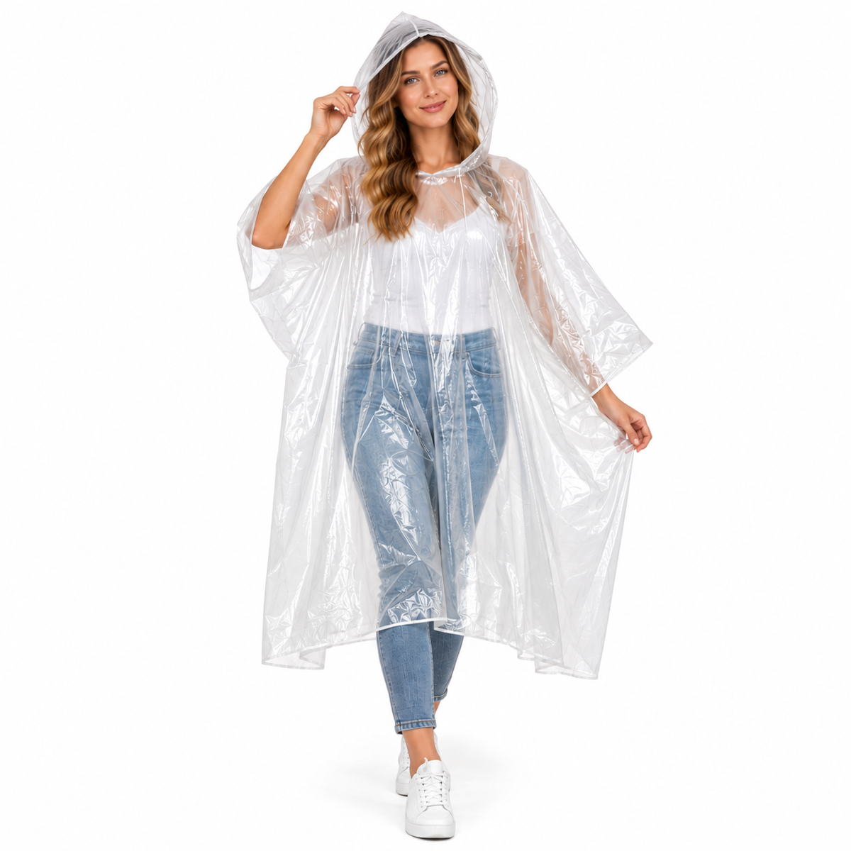 Poncho de pluie adulte à capuche – Taille unique