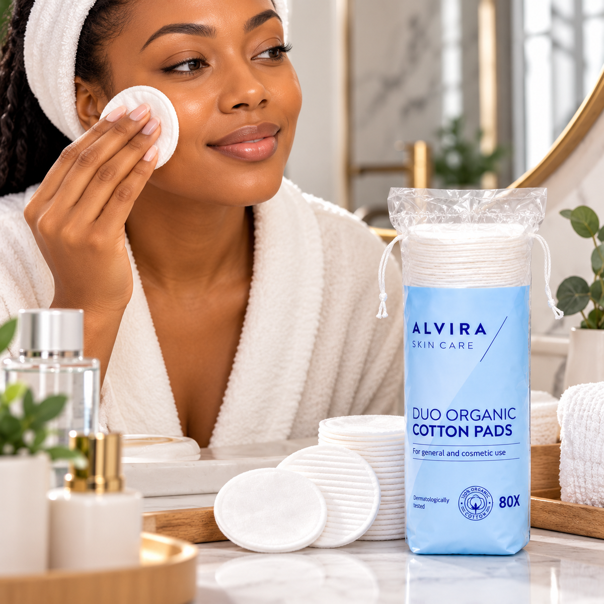 Disques de coton bio Alvira – 80 pièces