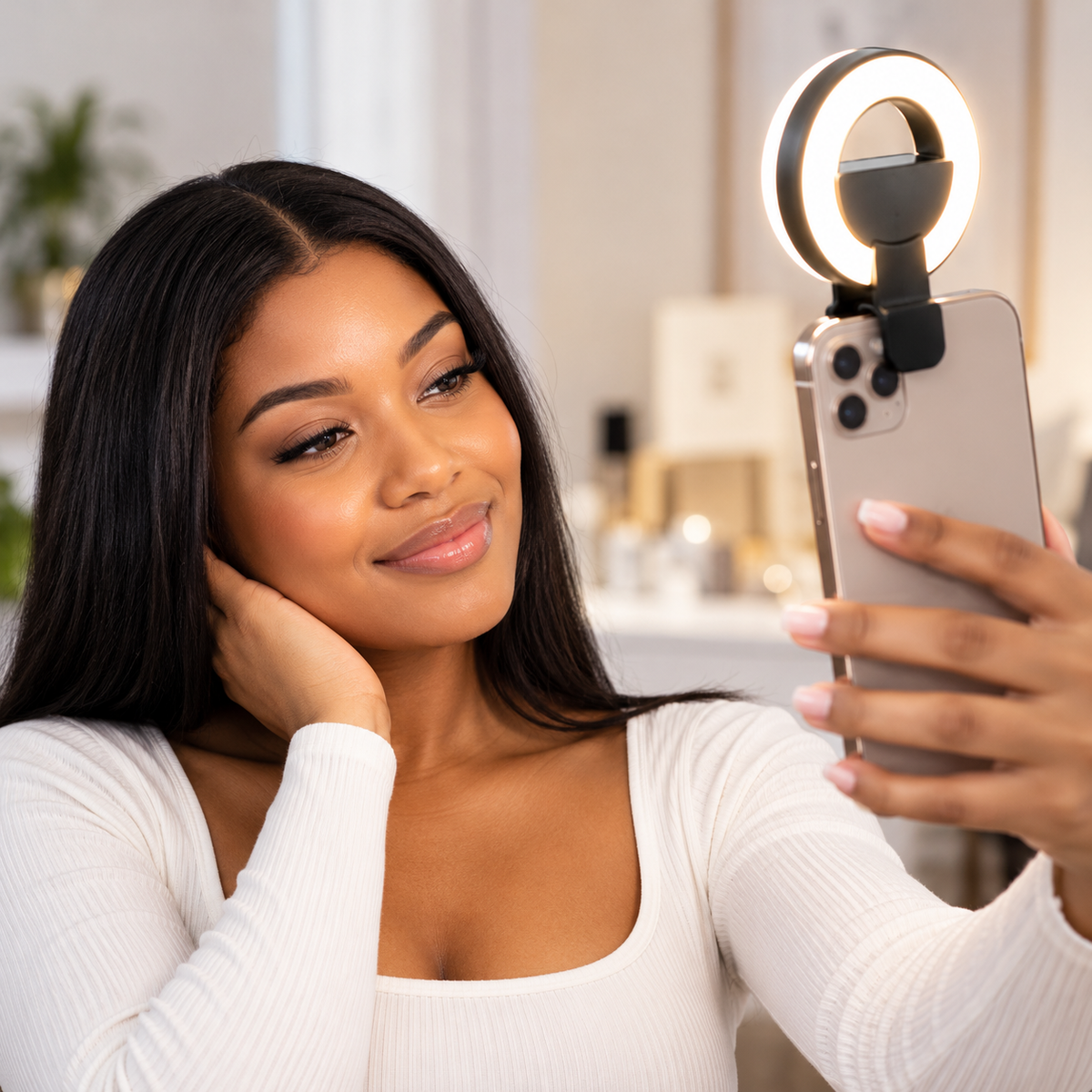 Mini anneau lumineux LED à pince – Rechargeable USB-C