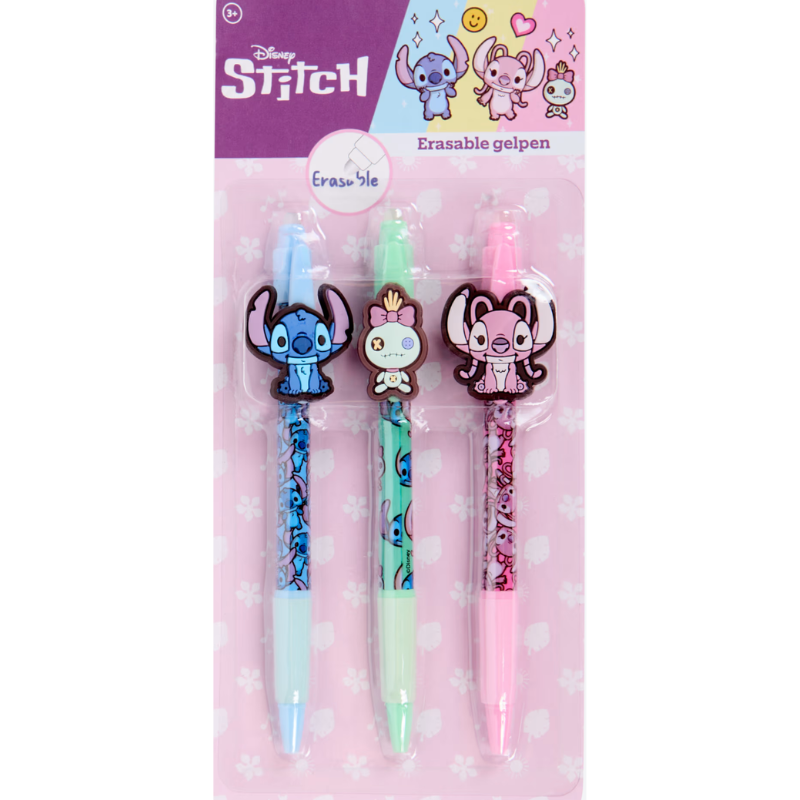 Lot de 3 stylos gel effaçables – Motifs assortis