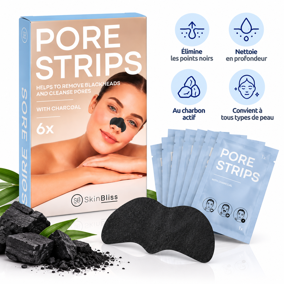 Patchs Anti-Points Noirs au Charbon – 6 Pièces