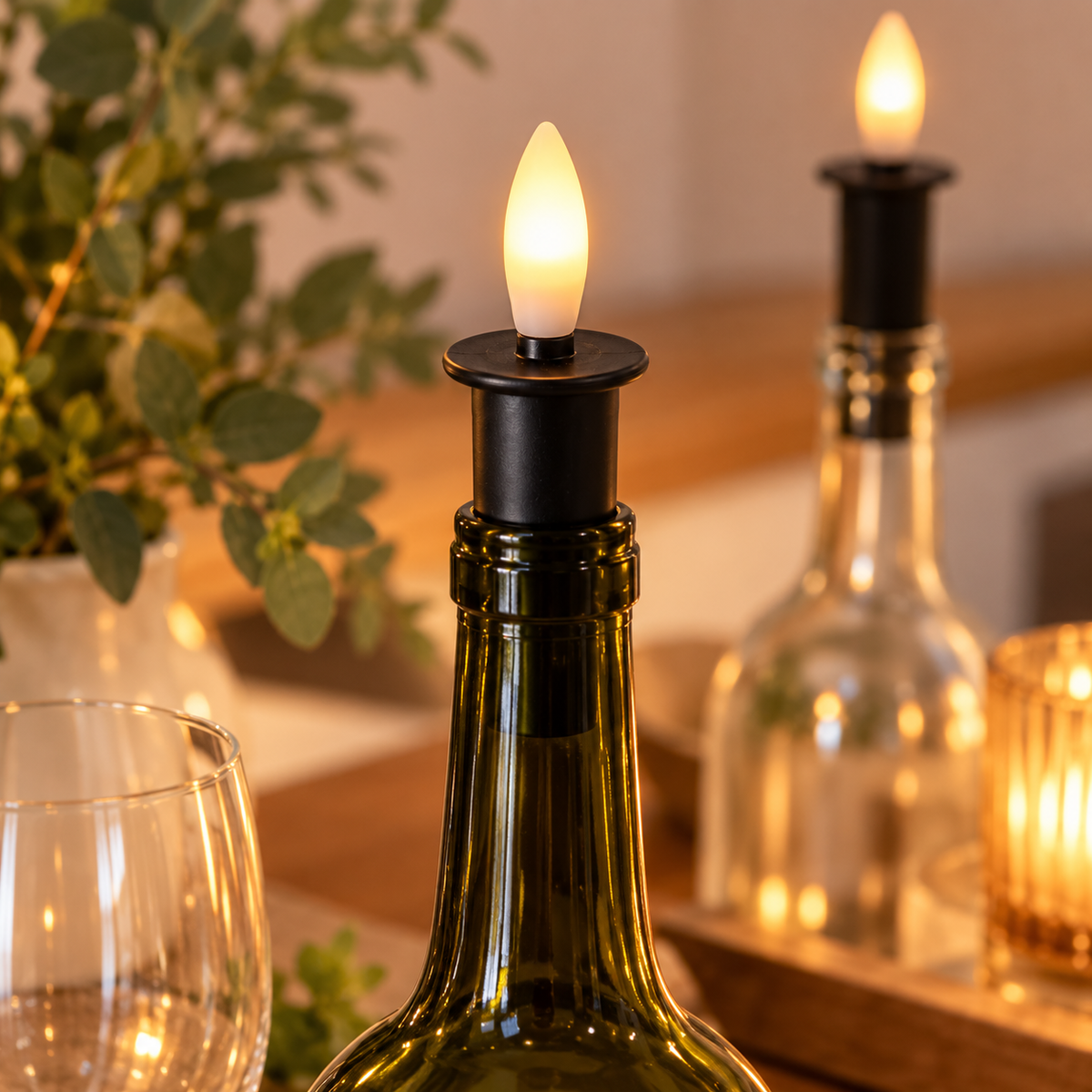 Bougie LED effet flamme pour bouteille – Lumière chaude