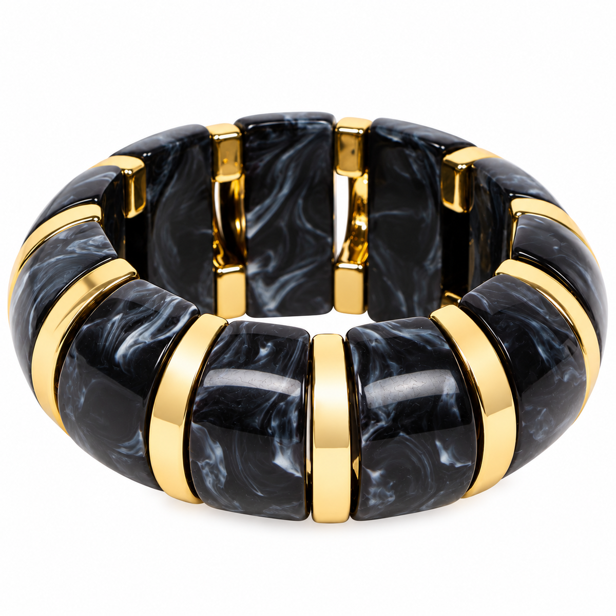 Bracelet manchette épais effet marbré – Finitions dorées