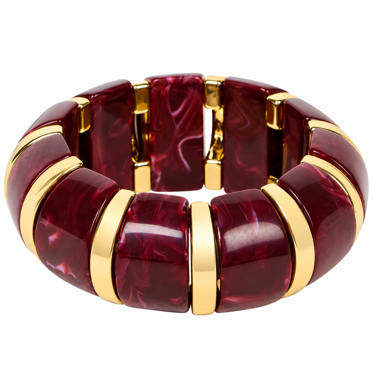 Bracelet manchette épais effet marbré – Finitions dorées