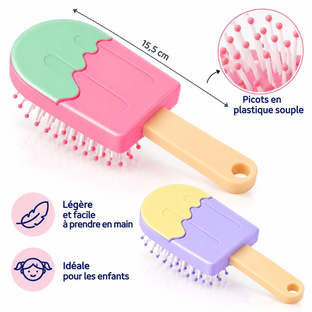 Brosse à cheveux Glace Beauty Star – 15,5 cm