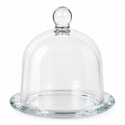 Cloche en verre avec plateau – Présentation de desserts