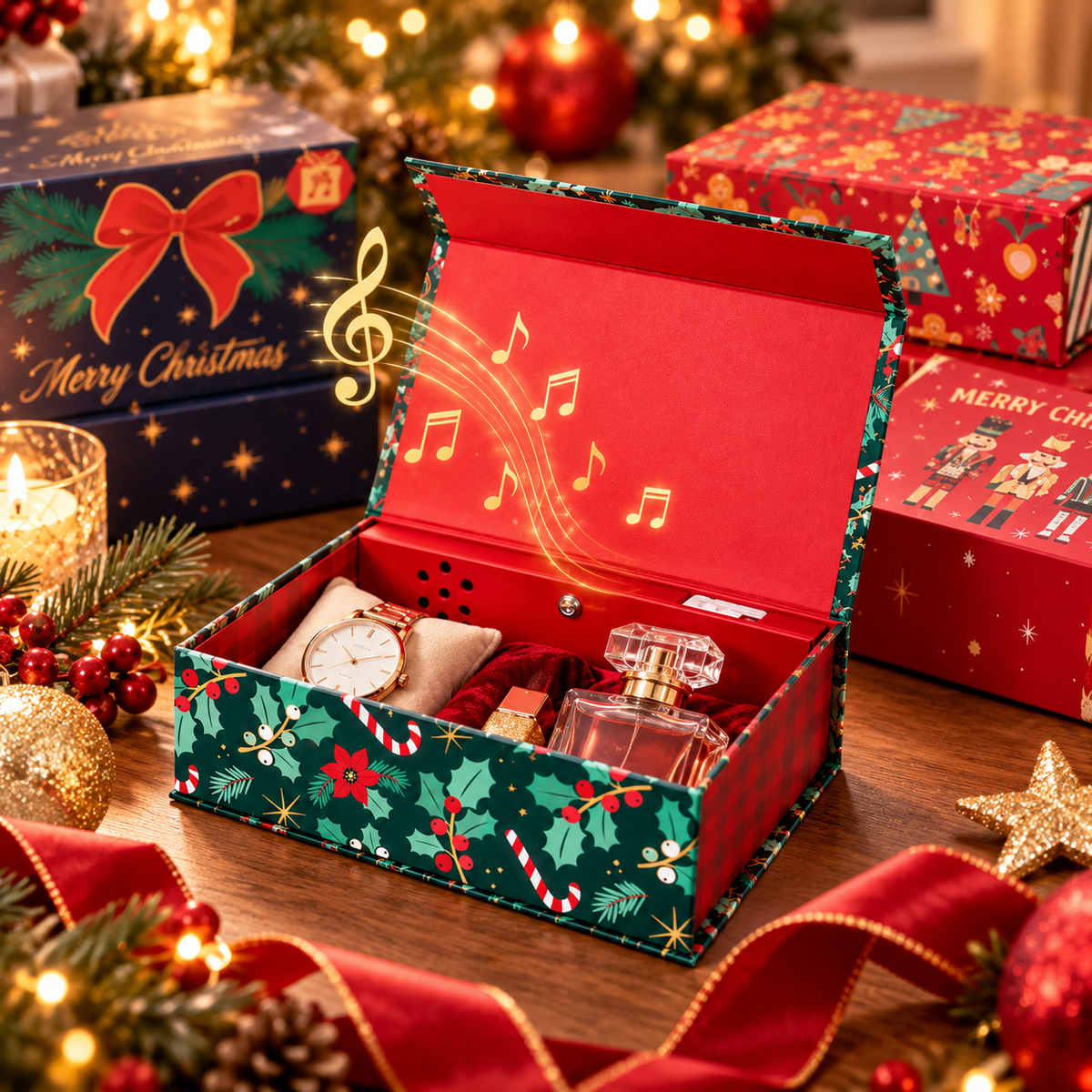 Boîte cadeau musicale de Noël – Coffret à fermeture aimantée