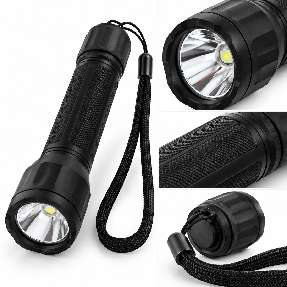Lampe de poche LED noire – 60 lumens