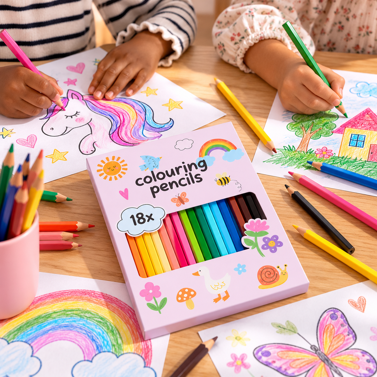 Crayons de couleur – Boîte de 18 crayons