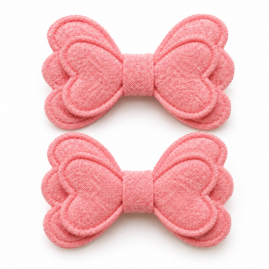 Lot de 2 barrettes cheveux à nœud rose – Clips en tissu