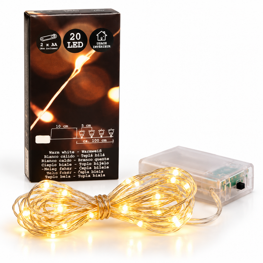 Guirlande lumineuse LED blanc chaud – 1 mètre