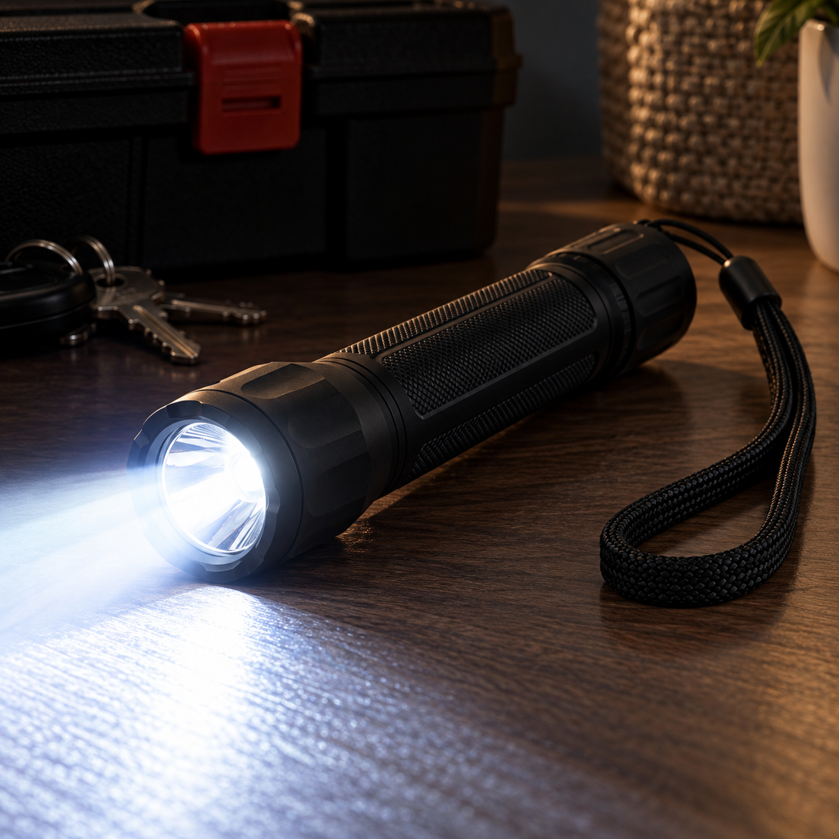 Lampe de poche LED noire – 60 lumens