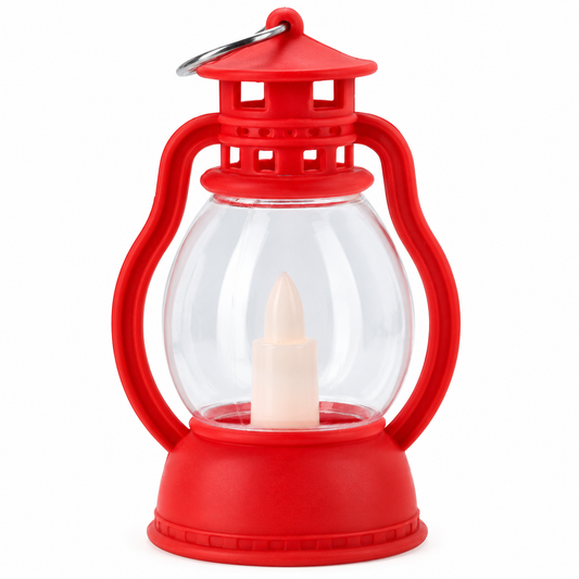 Lanterne de Noël rouge avec fausse bougie – Décoration festive