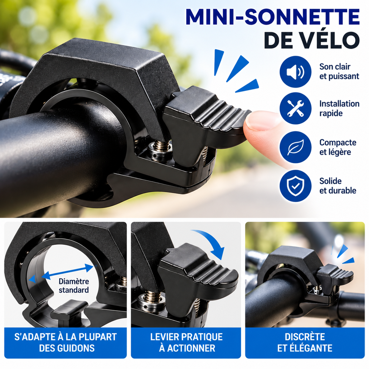 Mini-sonnette de vélo – Compacte et facile à installer