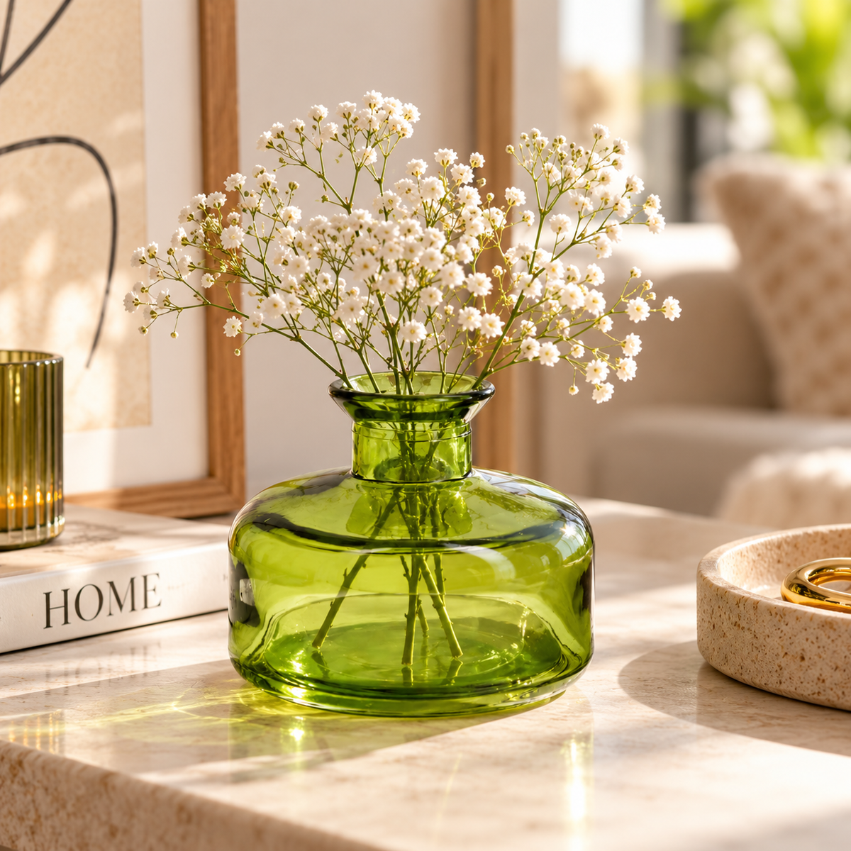 Petit vase en verre vert