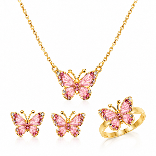 Parure de bijoux enfant – Collier, boucles d'oreilles et bague