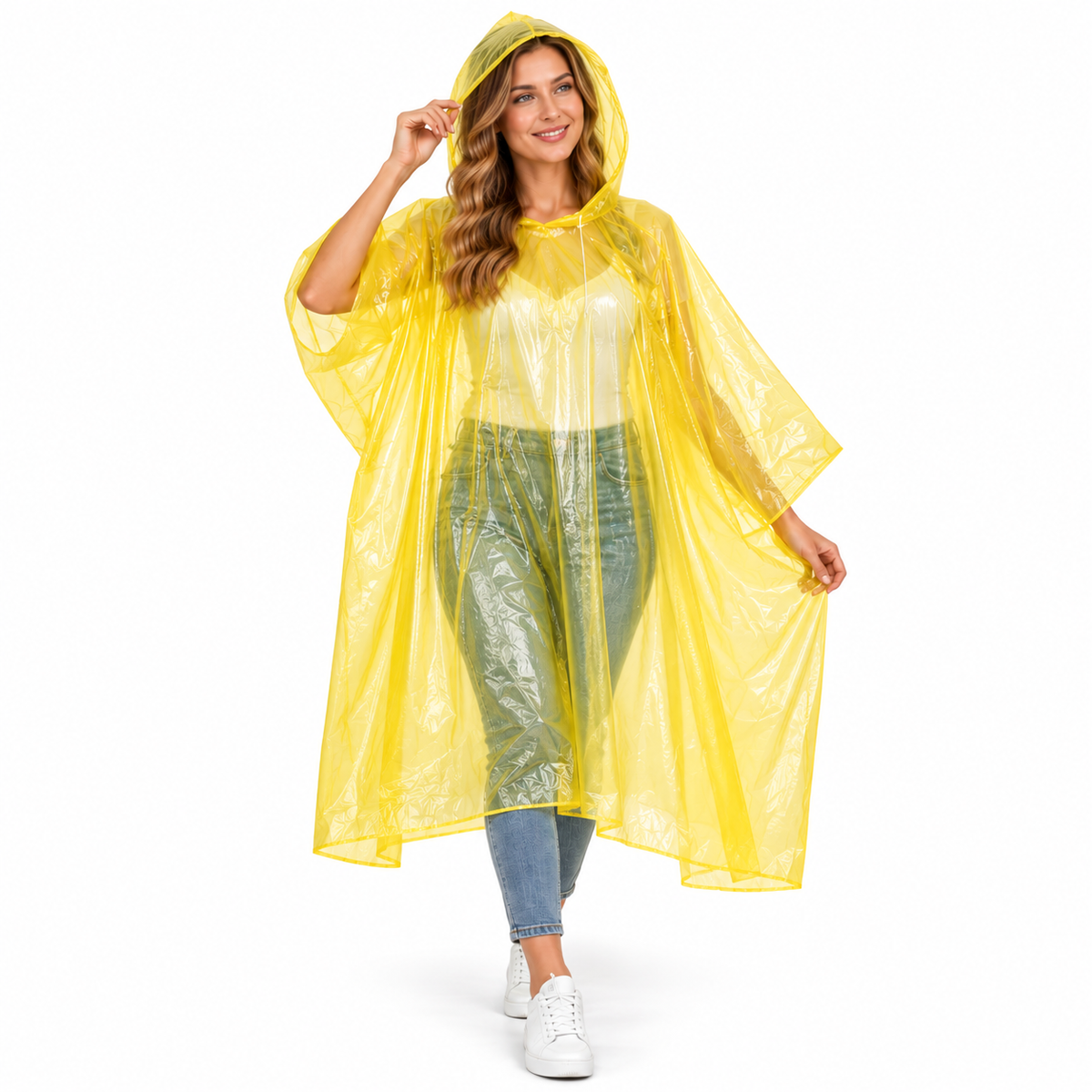 Poncho de pluie adulte à capuche – Taille unique