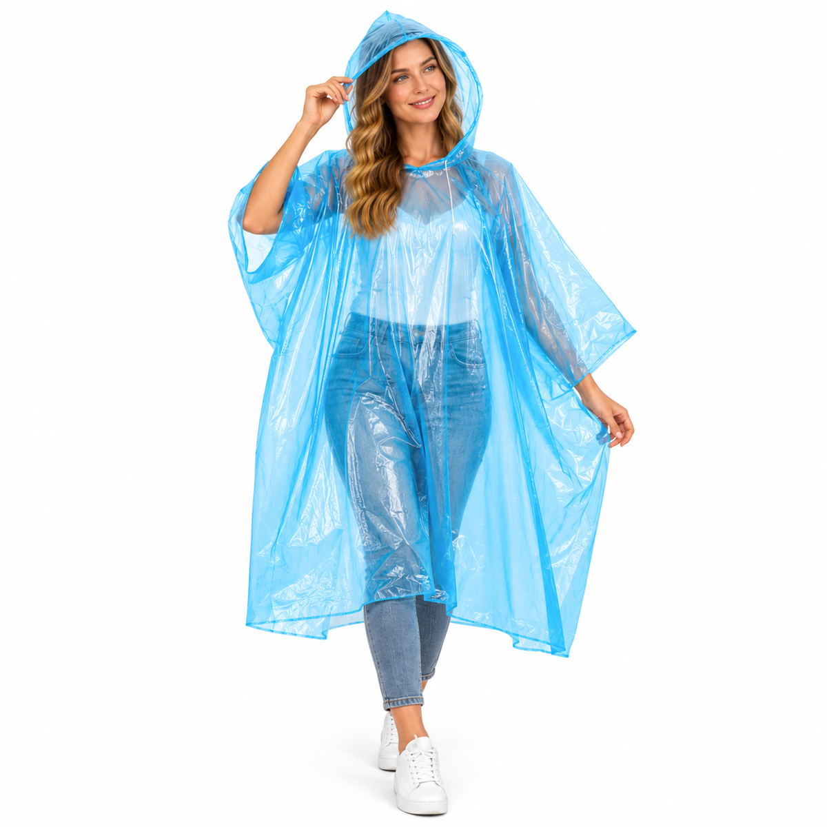 Poncho de pluie adulte à capuche – Taille unique