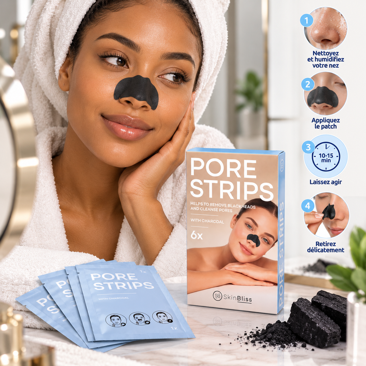 Patchs Anti-Points Noirs au Charbon – 6 Pièces